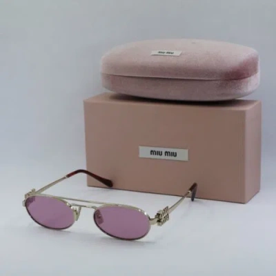 Pre-owned Miu Miu Mu54zs Zvn50d Pale Gold/dark Pink Mirror Silver 53-19-140 Sunglasses ...