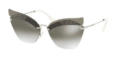 Miu Miu Mu56ts Kjh5o0 Women's Sunglasses Silver Size 63 In Transparent Grey