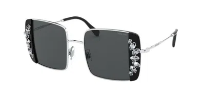 Miu Miu Mu56vs 01e5s0 Women's Sunglasses Black Size 46 In Black,silver