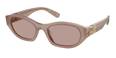 Miu Miu Mua03s 28l20i Women's Sunglasses Grey Size 53 In Brown