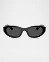 Miu Miu Mua03sf Acetate Oval Sunglasses In Black