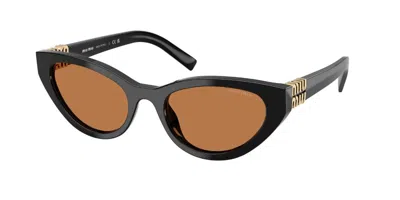 Miu Miu Mua04s 16k10i Occhiali Da Sole Neri Per Donna In Brown