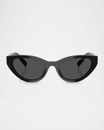 Miu Miu Mua04sf Butterfly Acetate Sunglasses In Black