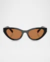 Miu Miu Mua04sf Butterfly Acetate Sunglasses In Brown