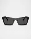 Miu Miu Womens Black Mu 13zs Rectangle-frame Acetate Sunglasses In Black