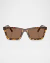 Miu Miu Mua05s Rectangular Acetate Sunglasses In Brown