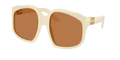 Miu Miu Mua07s 21d90q Occhiali Da Sole Bianchi Per Donna In Brown