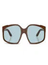 Miu Miu Mua07s Geometric-frame Sunglasses In Brown