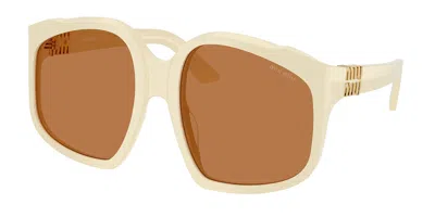 Miu Miu Mua07sf Vestibilità Orientale 21d90q Occhiali Da Sole Bianchi Per Donna In Brown