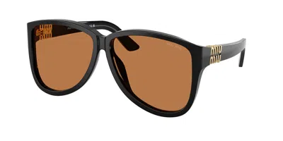 Miu Miu Mua08sf Vestibilità Orientale 16k90q Occhiali Da Sole Neri Per Donna In Black
