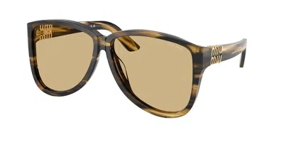 Miu Miu Mua08sf Vestibilità Orientale 25e1or Occhiali Da Sole Marroni Per Donna In Brown