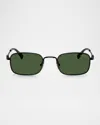 Miu Miu Mua53s Rectangular Metal Sunglasses In Dark Green