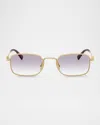 Miu Miu Mua53s Rectangular Metal Sunglasses In Gold