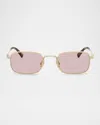 Miu Miu Mua53s Rectangular Metal Sunglasses In Pink