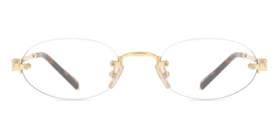 Miu Miu Mua54s 5ak08n Blu-light Block Occhiali Da Vista Oro Per Donna (solo Montatura) In Black