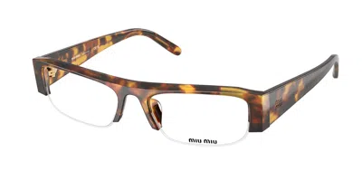 Miu Miu Mub07sf Asian Fit 14l08n Blue-light Block Women's Glasses Tortoiseshell Size 54 - Free Lenses - Blue In Brown