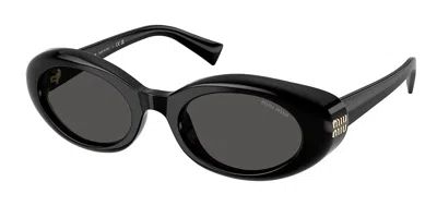 Miu Miu Mub09s 16k08z Women's Sunglasses Black Size 52 In Metallic