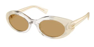Miu Miu Mub09s 21r10y Women's Sunglasses White Size 52 In Opaline Milk,grey,opaline Milk Gradient