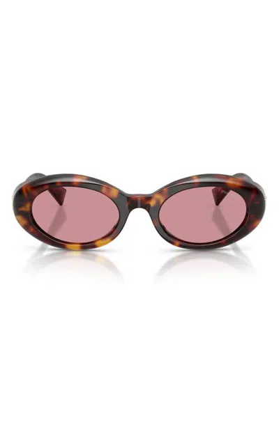 Miu Miu Mub09s 52mm Oval Sunglasses In Havana/pink