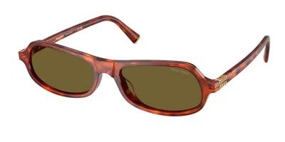 Miu Miu Mub10su 11p09z Women's Sunglasses Tortoiseshell Size 55 In Green