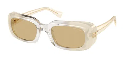 Miu Miu Mub13s 21r10r Women's Sunglasses White Size 52 In Opaline Milk,grey,opaline Milk Gradient