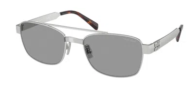Miu Miu Muc52s 21m50q Men's Sunglasses Silver Size 56