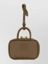 Miu Miu Mud Leather Beau Keyring Necessaire In Brown