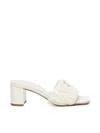 Miu Miu 65 Matelassé Leather Sandals In Whit