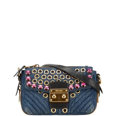 Pre-owned Miu Miu Multi-color Denim Leather Shoulder Bag ()