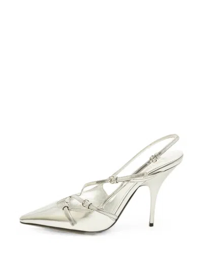 Pre-owned Miu Miu Multi-buckle Slingback Pumps In Silver