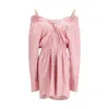 Miu Miu Elasticated Waistband Striped Shirt Mini Dress Clothing In Multi