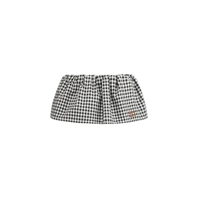 Miu Miu Multicolor Cotton Mini Skirt In Black