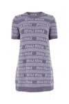 Miu Miu Multicolor Embroidered Wool Blend Mini Sweater Dress In Multicolor