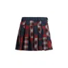 Miu Miu Patchwork Plaid Virgin Wool Miniskirt In Multi