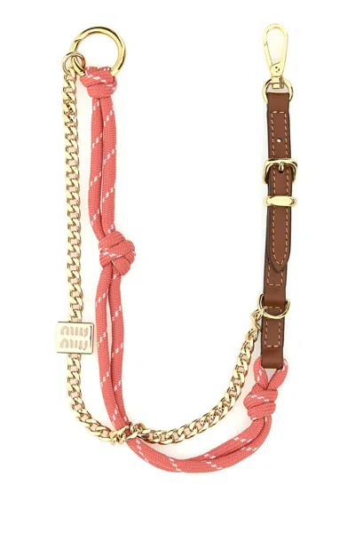 Miu Miu Multicolor Leather And Fabric Key Ring