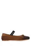 Miu Miu Elasticated Leather Ballerina In Multi