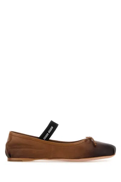 MIU MIU MULTICOLOR LEATHER BALLERINAS