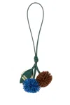 Miu Miu Leather Charm With Loop Handle And Pom Design In Multi