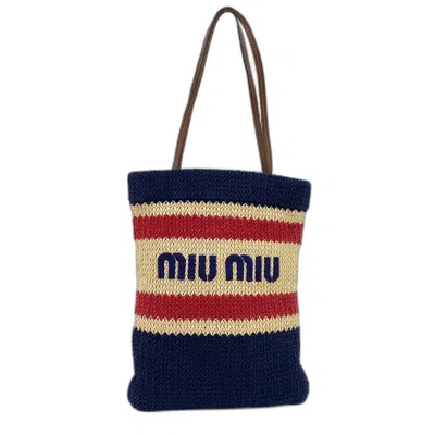 Pre-owned Miu Miu Multi-color Raffia Cotton Tote Bag ()