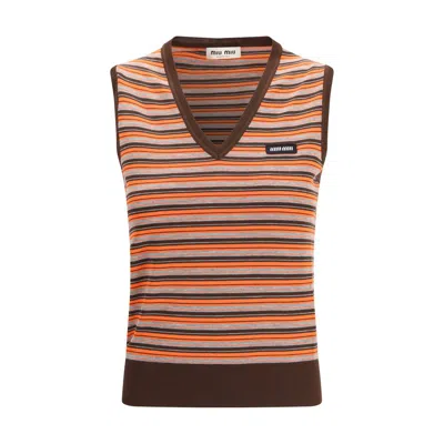 Miu Miu Multicolor Wool Sleeveles Sweater