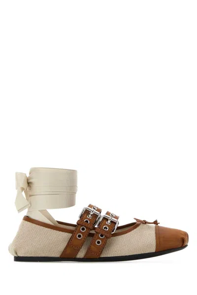 Miu Miu Two-tone Canvas Ballerinas In Multi
