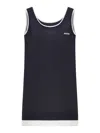 Miu Miu Multilayer Dress In Silk And Cotton Poplin In Blue