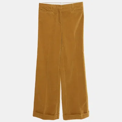 Pre-owned Miu Miu Mustard Corduroy Wide Leg Trousers Xs In Yellow