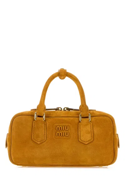Miu Miu Mustard Suede Arcadie Handbag