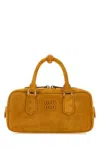 Miu Miu Mustard Suede Arcadie Handbag