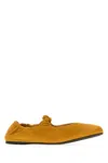 Miu Miu Ruched Suede Ballerina Shoes In Orange