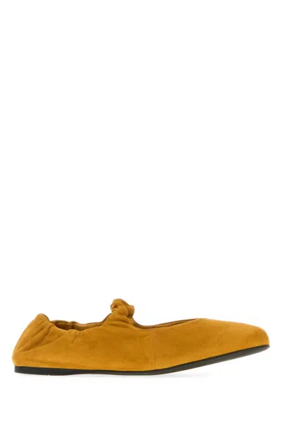 MIU MIU MUSTARD SUEDE BALLET FLATS