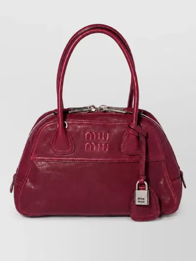 Miu Miu Na Lamb Leather Shoulder Bag In Red