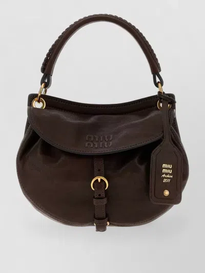 Miu Miu Na Nappa Leather Clutch Bag In Brown