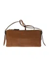 Miu Miu Mini Logo Embossed Leather Shoulder Bag In Brown